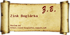 Zink Boglárka névjegykártya